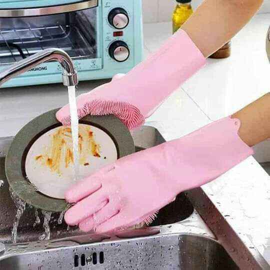 Silicon Dish Washing Hand Gloves – Bazimaat
